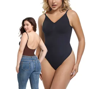 Women's Elegant Backless Bodysuit Casual One-piece Elastic Solid Colour Shapewear