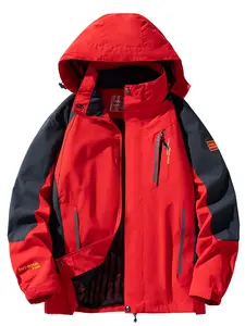 Men's Casual Waterproof Windproof Jacket, All-Season Fitted Woven Fabric Outerwear, Durable Mountaineering Camping Fishing Coat