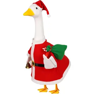 Christmas Goose Outfit Santa Porch Goose Outfits Xmas Yard Goose Clothes Silly Lawn Goose Costume for 23'' Porch Goose Duck Decorations
