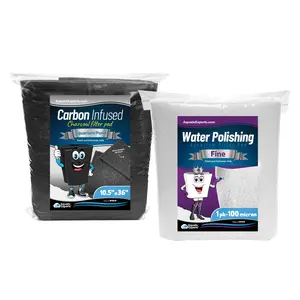 Aquarium Bundle - Carbon Pad Bundle - Carbon Pad Filter 10.5" x 36" & Water Polishing Pad 24" x 36" 100 Micron - 1 pack