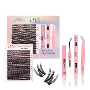 M&Svivilash Grace006 Natural DIY Lash  Kit,D Curl,154PCS,8-16mm,Manga Style,Natural Wispy Eyelash Clusters,Bond Seal Tweezer Remover for Home Makeup - Lightweight, Waterproof, Long Lasting, Beginner Friendly