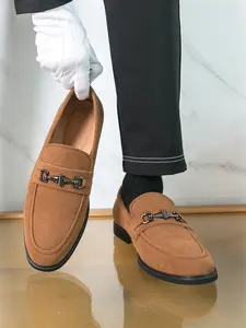 Men's Light Color Loafer Shoes, Classic Slip-On Casual Leather Shoes, Lightweight Business Formal Shoes, Daily Commute Office Wear, Pu Leather Loafers