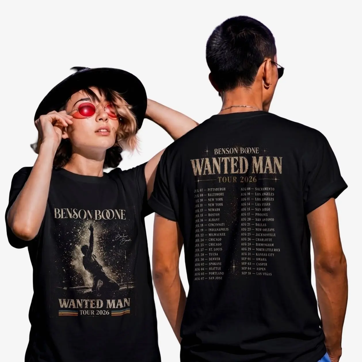Benson Boone Wanted Man Tour 2026 Shirt Vintage Retro Concert Tee Unisex Fan Gift