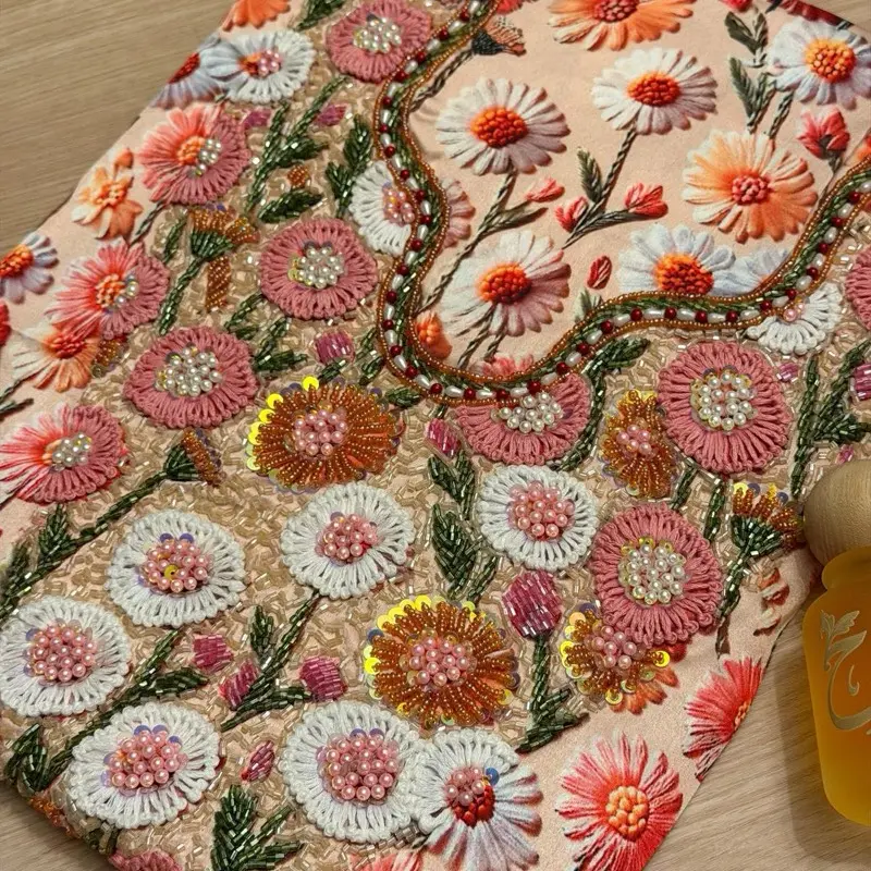 Makhawer, Indian silk fabric and hand beaded