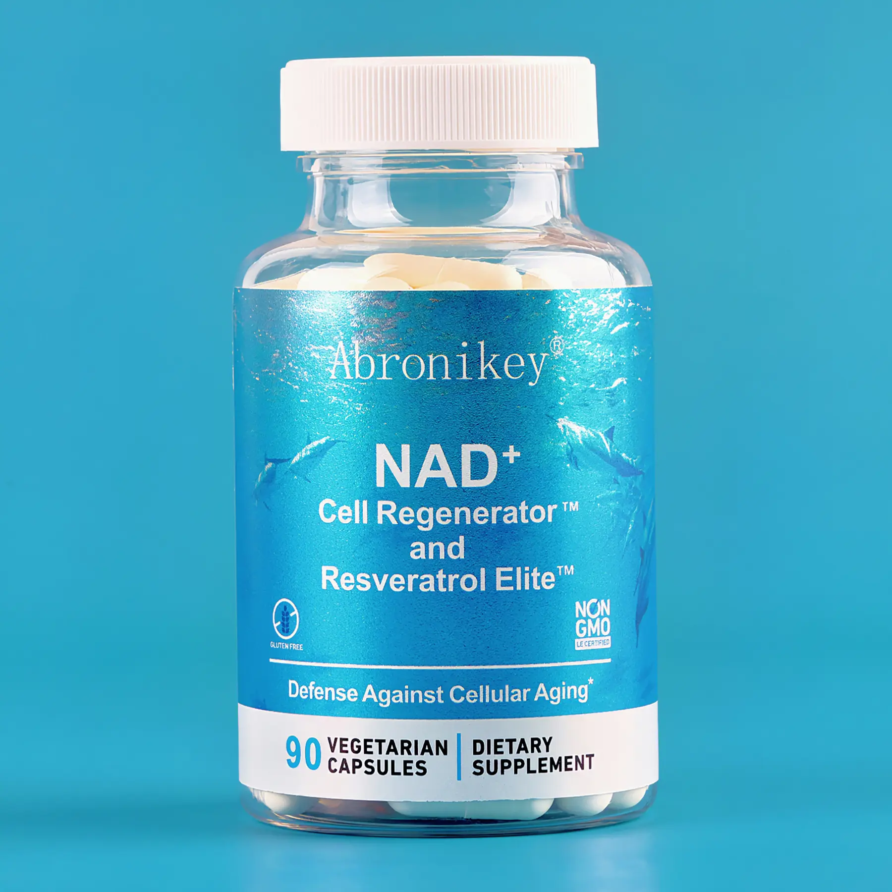 Abronikey NAD+Cell Regenerator and Resveratrol Elite - nads niacinamide riboside supplement - with Trans- resveratrol, quercetin - Energy,Focus- 90 Capsule Dietary