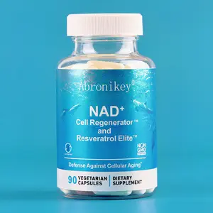 Abronikey NAD+Cell Regenerator and Resveratrol Elite - nads niacinamide riboside supplement - with Trans- resveratrol, quercetin - Energy,Focus- 90 Capsule Dietary