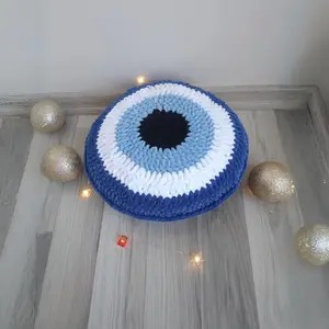 blue evil eye pillow