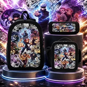 Jujutsu Kaisen Y2K Anime Backpack Set 3PCS 17 Inch Backpack with Lunch Bag Pencil Case Lightweight School Daypack for Teens Back to School Gift Anime Bag Casual Backpacks for School Women Men Travel Backpack Student Backpack
