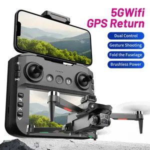 GPS Drone for Adults with 4K EIS Camera, 5G FPV Drone with 4.3'' HD Screen Remote Controller, GPS Follow Me & Auto Return, Brushless Motor, Optical Flow Hover, Long Range Transmission, 360° Flip, Foldable RC Quadcopter Under 249g for Beginners