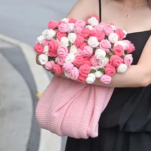 Finished Rose Bouquet Knitted Blanket, Handwoven Sofa Nap Blanket, Holiday Gift for Girlfriend or Best Friend, Birthday Flower Blanket