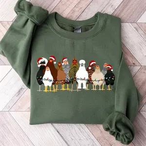 Christmas Chicken Sweatshirt, Women Chicken Shirt, Chicken Lover Gift, Christmas Farmer Tee, Funny Chicken Sweater, Xmas Turkey Crewneck, Christmas Gift