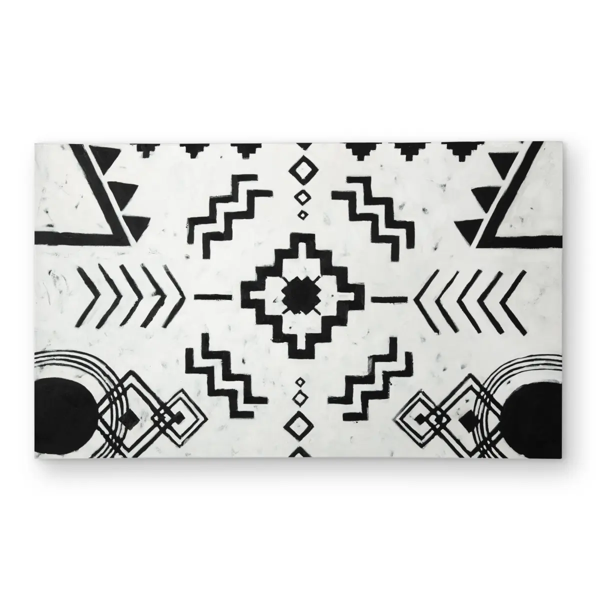360 stand Polyester Chenille Rug - 3x5 ft. Rectangle, Ethnic Motifs, Cultural Flair, Chic Appearance, Printed Face, Easy Cleaning, Indoor/Outdoor Home Decor, Black And White, Polyester Rug, Ethnic Area Rugs