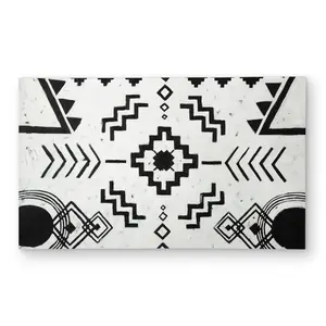 360 stand Polyester Chenille Rug - 3x5 ft. Rectangle, Ethnic Motifs, Cultural Flair, Chic Appearance, Printed Face, Easy Cleaning, Indoor/Outdoor Home Decor, Black And White, Polyester Rug, Ethnic Area Rugs