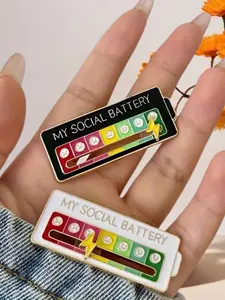 Adjustable Mood Converter Brooch My Social Battery Fun Enamel Badge, Stylish Accessory for Daily Wear, Unique Gift Idea