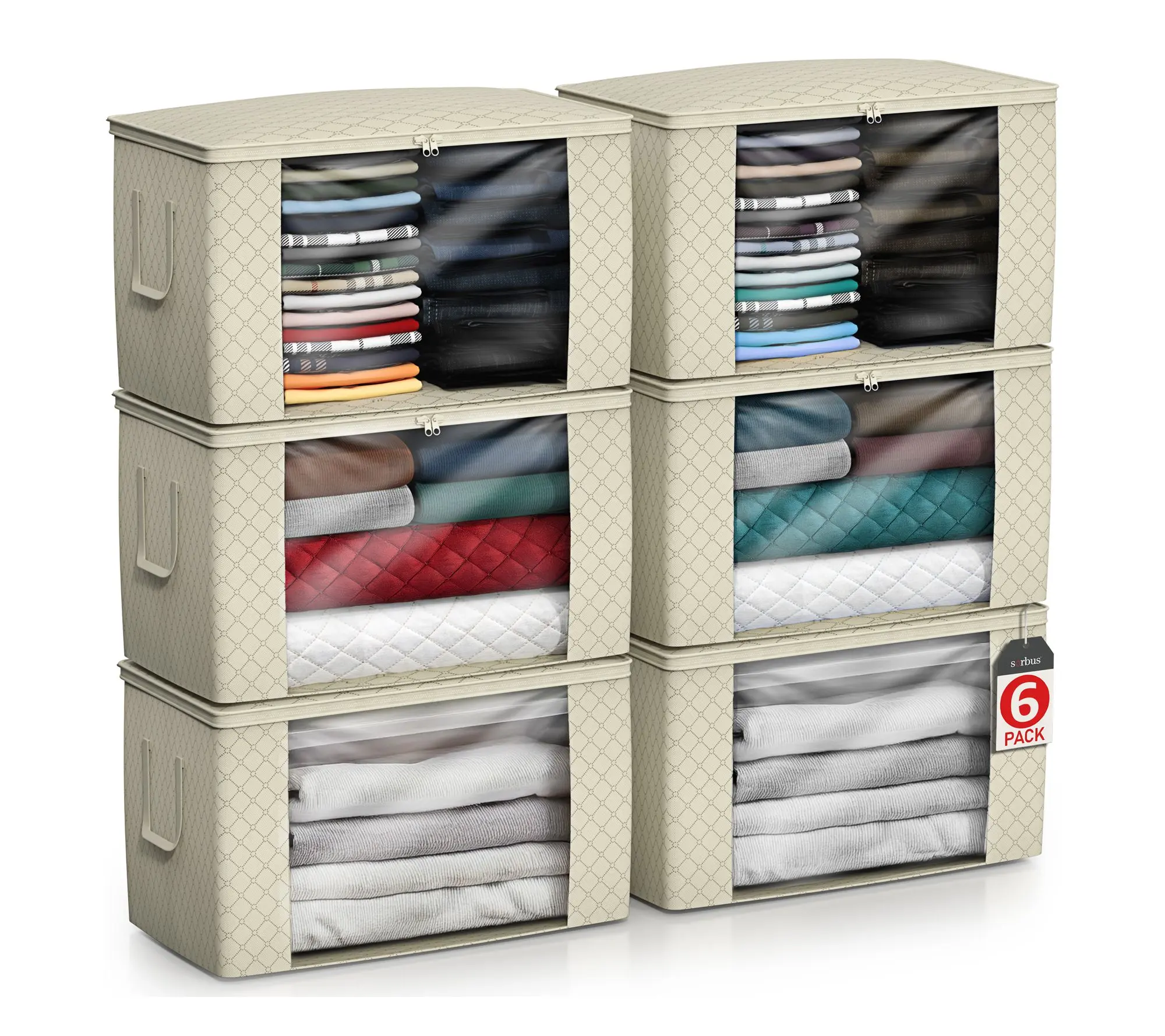 Sorbus Foldable Storage Bag Organizers, 6 Pack Large