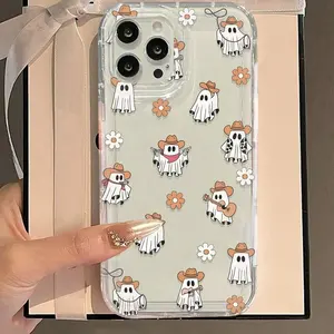 Cute Ghost Pattern Clear Phone Case, Decorative Phone Protector Cover, Phone Accessories Compatible with iPhone