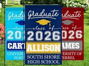 Personalized Graduation Garden Flag 2026, Custom Name & School Name Yard Sign, Class of 2026 Outdoor Graduation Party Decoration