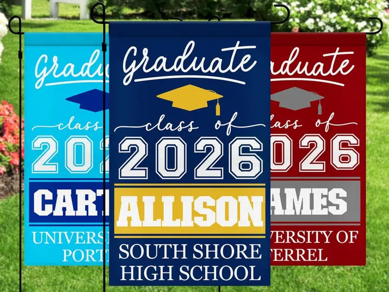Personalized Graduation Garden Flag 2026, Custom Name & School Name Yard Sign, Class of 2026 Outdoor Graduation Party Decoration