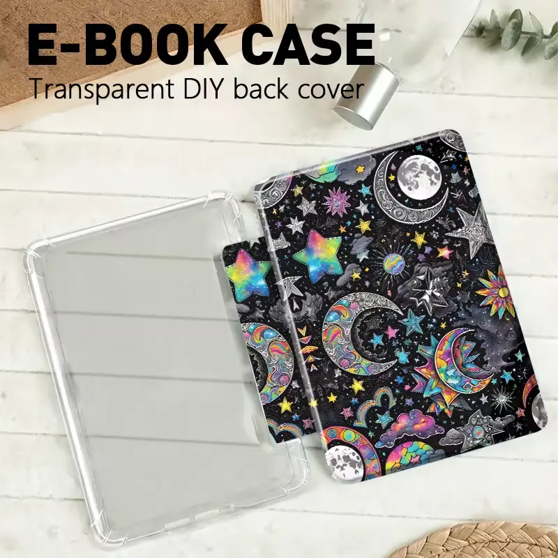 Starry Sky TPU e-book reader case, suitable for 7/6.8/6-inch Kindle Paperwhite (12th/11th generation -2024/2021) smooth, safe and exquisite color illustrations, super transparent and super soft, a birthday gift for friends