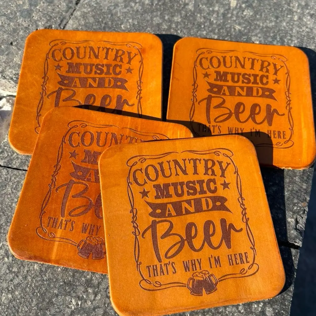 4x4 Leathered Square Coasters - Versatile Tableware for Home Decor