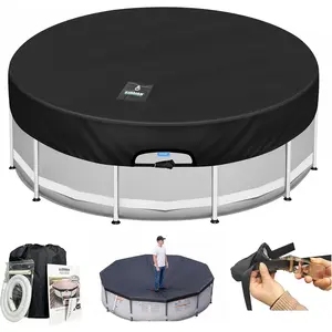 14 Ft Round Pool Cover with Automatic Drain, Patented One-Piece Tensioning System for Above Ground Pool, Prevents Waterlogging, Yarn-Dyed Oxford Fabric Solar Pool Cover