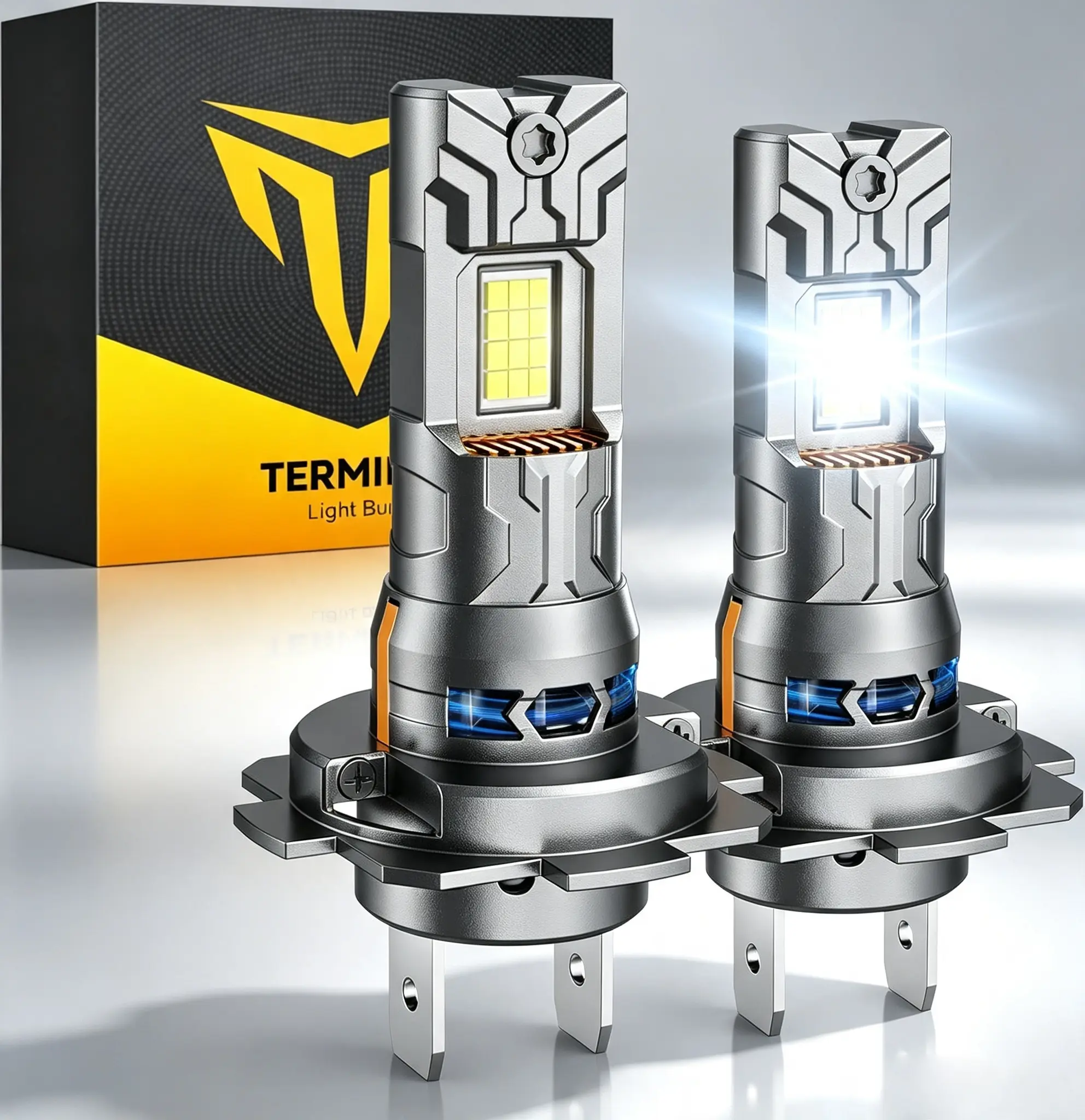 2026 New Gen Fahren H7 LED Headlight Bulbs, 70000LM Ultra Bright with 18 CSP Chips, 1:1 Mini Design Plug-N-Play, IP68 Waterproof, 10 Years Service Life, 2 Pack