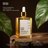 GODA Silk Body Oil 1.79oz – Moisturizing & Firming Body Oil with Vanilla, Lavender & Cacao Notes for Smoother, Firmer Skin | Lightweight Scented Formula