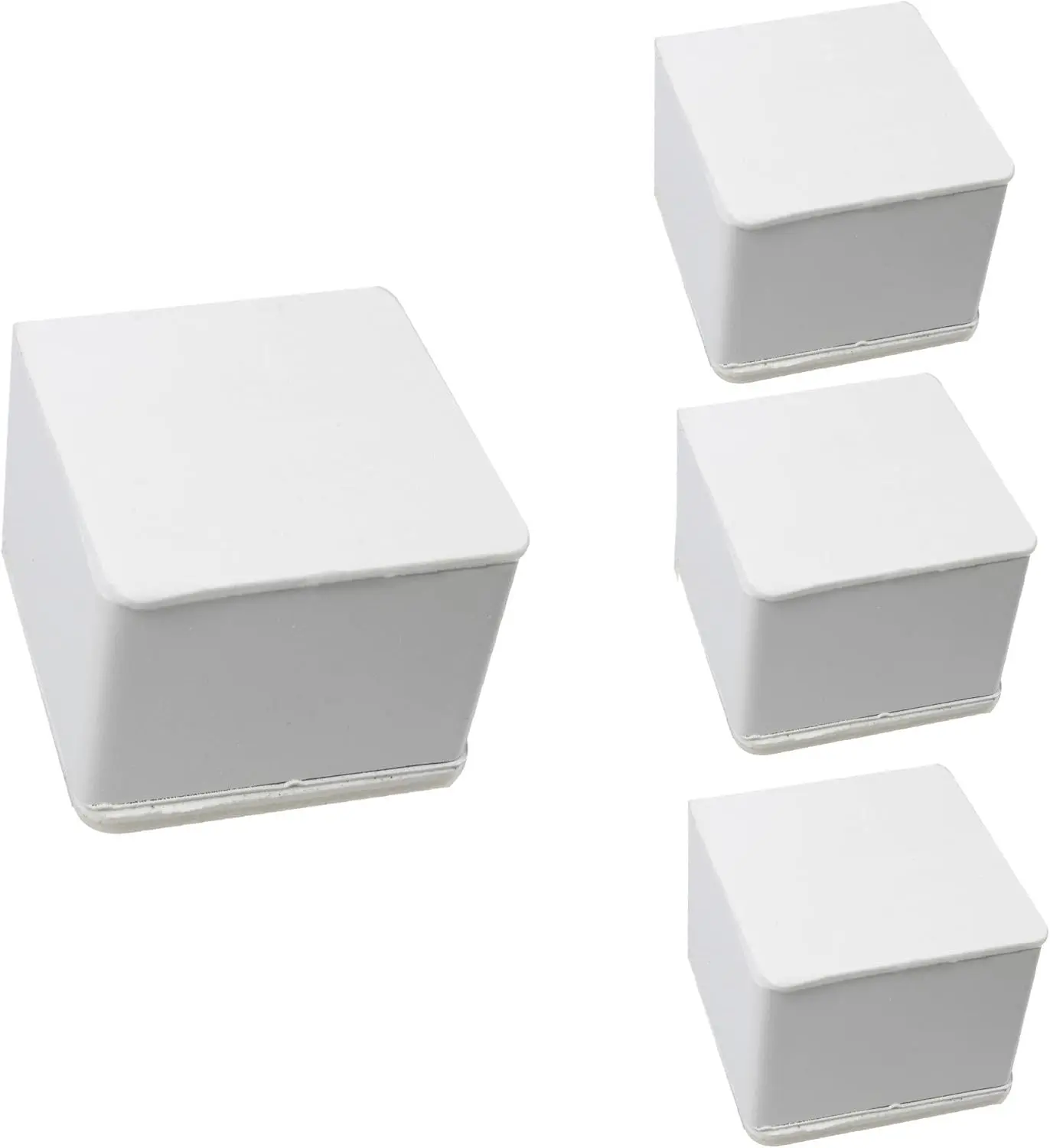 4PCS 2Inch Self-Adhesive Square Furniture Riser, White Carbon Steel Bed Table Sofa Lift Riser, Heavy Duty Couch Cabinet Riser, Adds 2Inch Height with Felt Pad