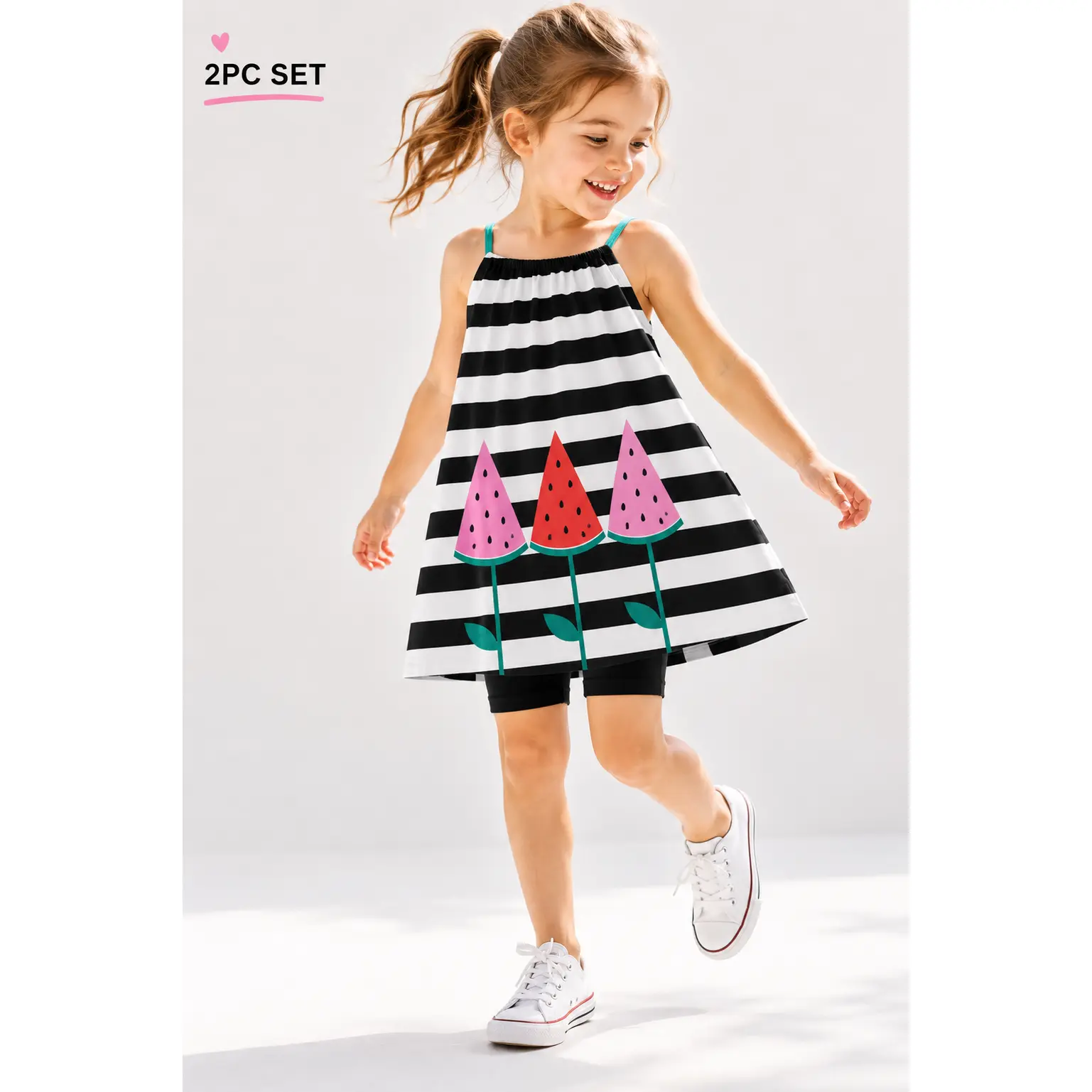 Girls Dress Set with Bike Shorts, 2PC Cotton Summer Outfit for Toddler Little Girls 2-7Y Fashion Set Fashion Style Sets