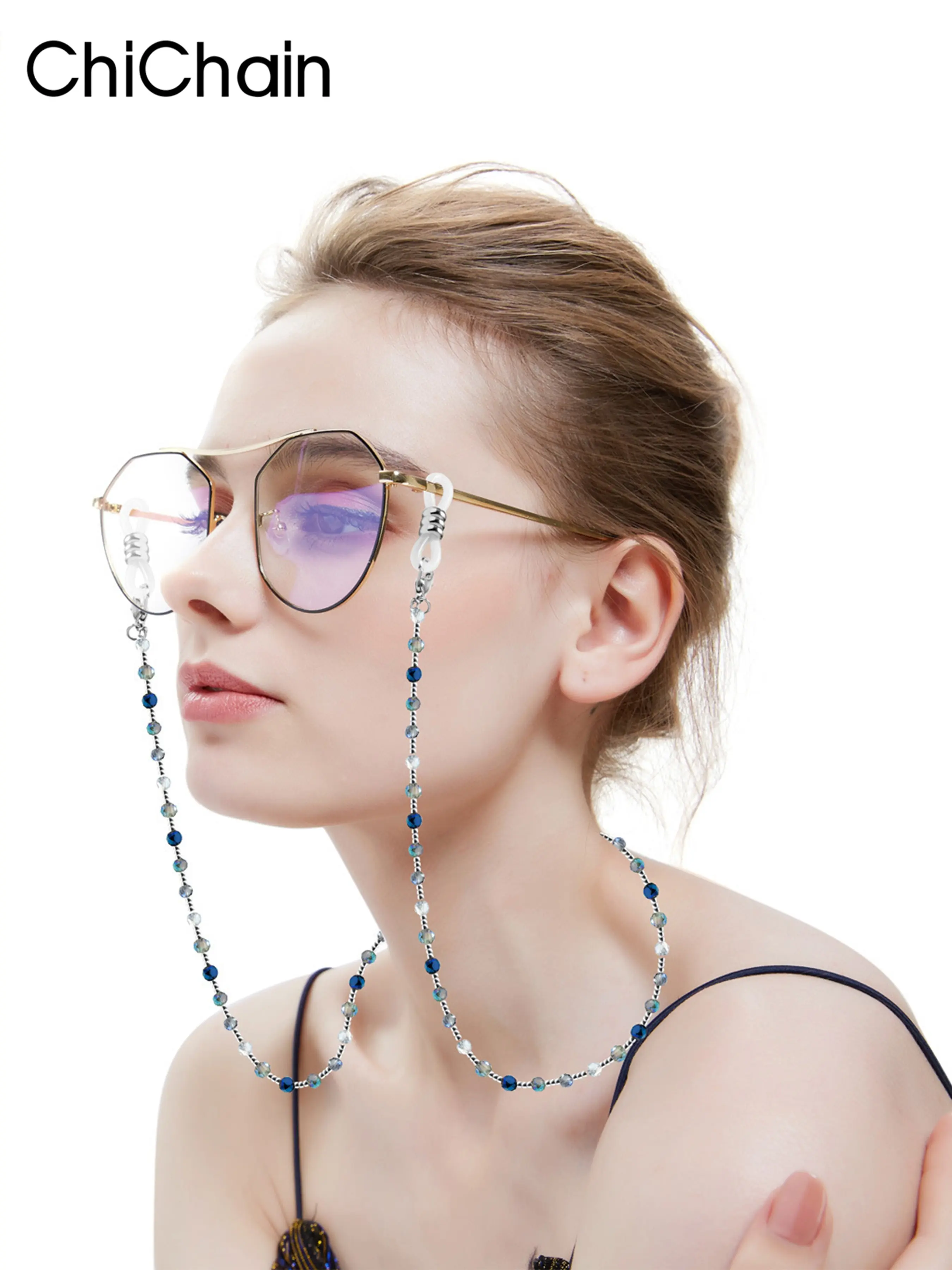 Crystal Eyeglass Chain Lanyard, Beaded Design for Reading Glasses & Sunglasses, Anti-Loss Strap, Single Pack, Fashionable Accessory