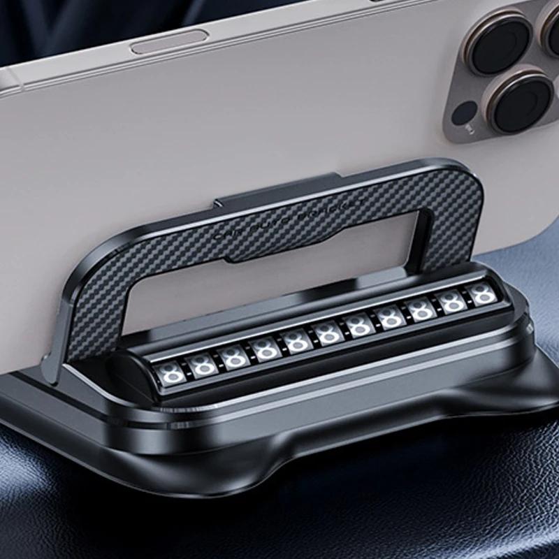 Car phone holder, portable mobile phone holder, stable and durable.In-built parking number plate function, quickly switch to a phone number plate.
