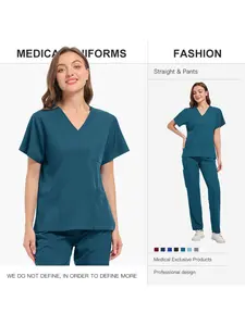 New Nurse Uniforms Solid Tops Pants Woman Man Scrub Trousers Dental Vet Hospital Pet Clinic Medical Uniform Scrub Sets