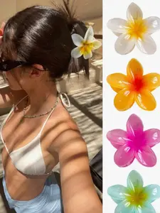 4 Piece Set Sweet Candy Color Lotus Flower Hair Clips, Boho Style, Suitable for Daily, Parties, Beach Vacations, Winter & Summer