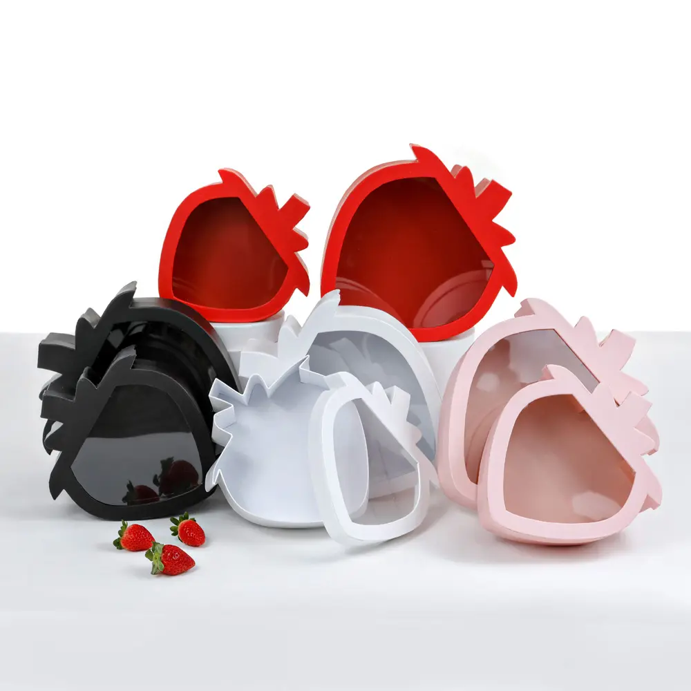 Strawberry Shaped Box, Set of 2 - Various Colors, W398 Strawberry Shaped Box, Set of 2 - Various Colors, W398