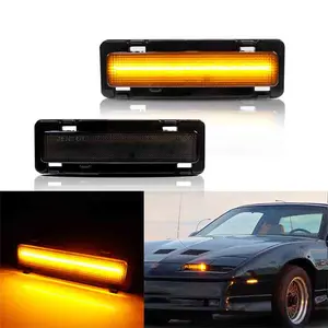 2PCS Smoked Lens Amber LED Front Side Marker Lights For Chevy Camaro Pontiac Firebird 1982 1983 1984 1985 1986 1987 1988 1989 1990 1991 1992 Replace OEM 915589, GM2551110, 915590, GM2550118