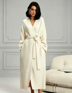 Women's Double-Sided Fleece Robe｜Thickened Long Plush Casual Loungewear｜Warm Flannel Pajamas Nightwear for Fall & Winter｜Soft, Cozy, and Wearable Indoors & Outdoors Gowns
