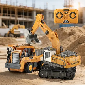 1/64 Scale Remote Control Mini Excavator Toy, Alloy Construction Vehicle with Lights & Sound USB-C Rechargeable Gift for Kids Adults Boys Girls, Rc Construction Vehicle
