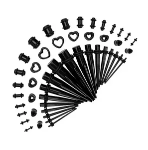 48 PCS Acrylic Ear Stretching Gauge Kit, Tapers, Heart Tunnels & Plugs, 14G-0000G Sizing Set for Ear Piercing Accessories
