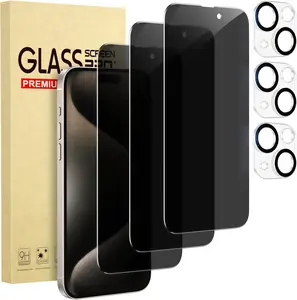 Privacy screen is suitable for IPhone 15 PRO MAX 17 16 14 13 PRO MAX 17 16 15 14 13 PRO 15 16 14 PLUS 16E 17 AIR  3-pack privacy screen protectors + 3-pack camera lens protectors, tempered glass, sensitive touch, compatible with phone cases