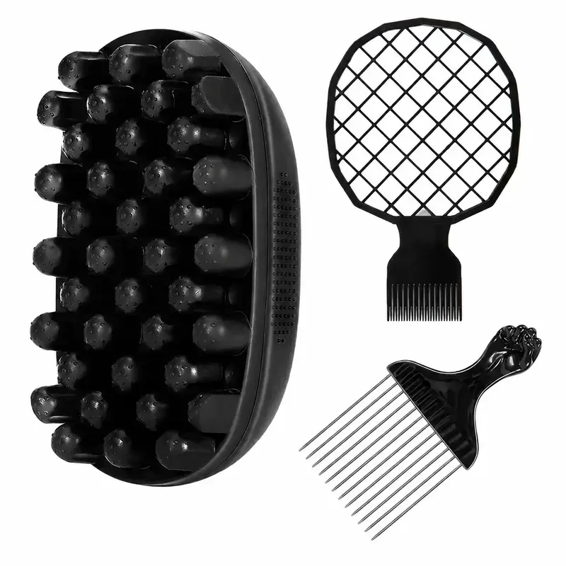Men’s Hair Tools Set with Ergo Shape Rubber Curling Sponge for Type 4C Curly Hair - Soft, Durable Construction, Gentle Grip, Low-Difficulty Styling, 1 Size, Suitable for Home Use