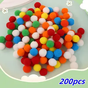 200 Pcs Christmas Pom Poms, Various Colors Fabric Pom Poms, Perfect for DIY Crafts & Holiday Decorations, 0.39 Inch Size, Festive Decoration