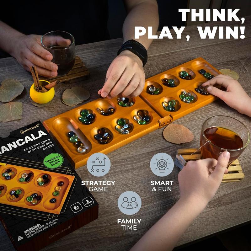 Mancala Board Game with Magnetic Lock