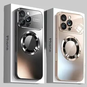 Matte Magnetic Phone Case For iPhone 16 15 14 13 12 11 17 Pro Max Plus Air For Magsafe Clear Titanium Metallic Color Cover Funda