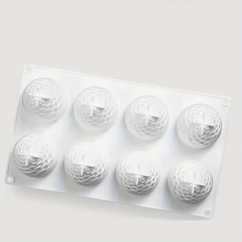 Silicone Pine Cone Mold with 8 Cavities and Cleaning Brush, Ideal for Mousse Cakes and French Pastries, Suitable for Chocolate and Fruit Decorations
