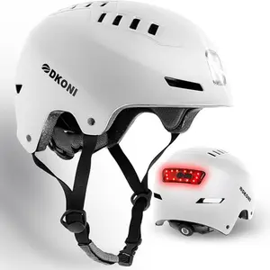 LED Bike Helmet with USB Rechargeable Front and Back Lights, Rear Bike Light, Commuter Cycling Helmet for Adults, Unisex Bicycle Headgear