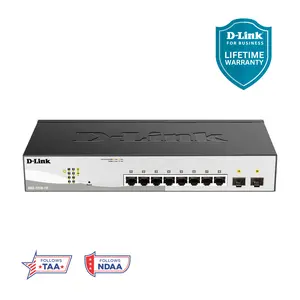 D-Link 10-Port Gigabit Smart Managed Switch (DGS-1210-10), 8 GbE + 2 Optical SFP Ports,  L3 Lite, Surveillance Mode, Follows NDAA/TAA