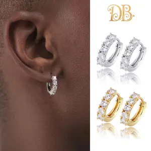Personality Trend Hip-Hop Earrings Jewelry Fathersday Gift， Hip-Hop lce Single Row Five Moissanite Earrings For Man Hypoallergenic men's earrings men shoop earrings