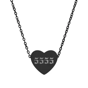 5555 Angel Number Heart Necklace – Change & Freedom Necklace in 4 Luxe Finishes