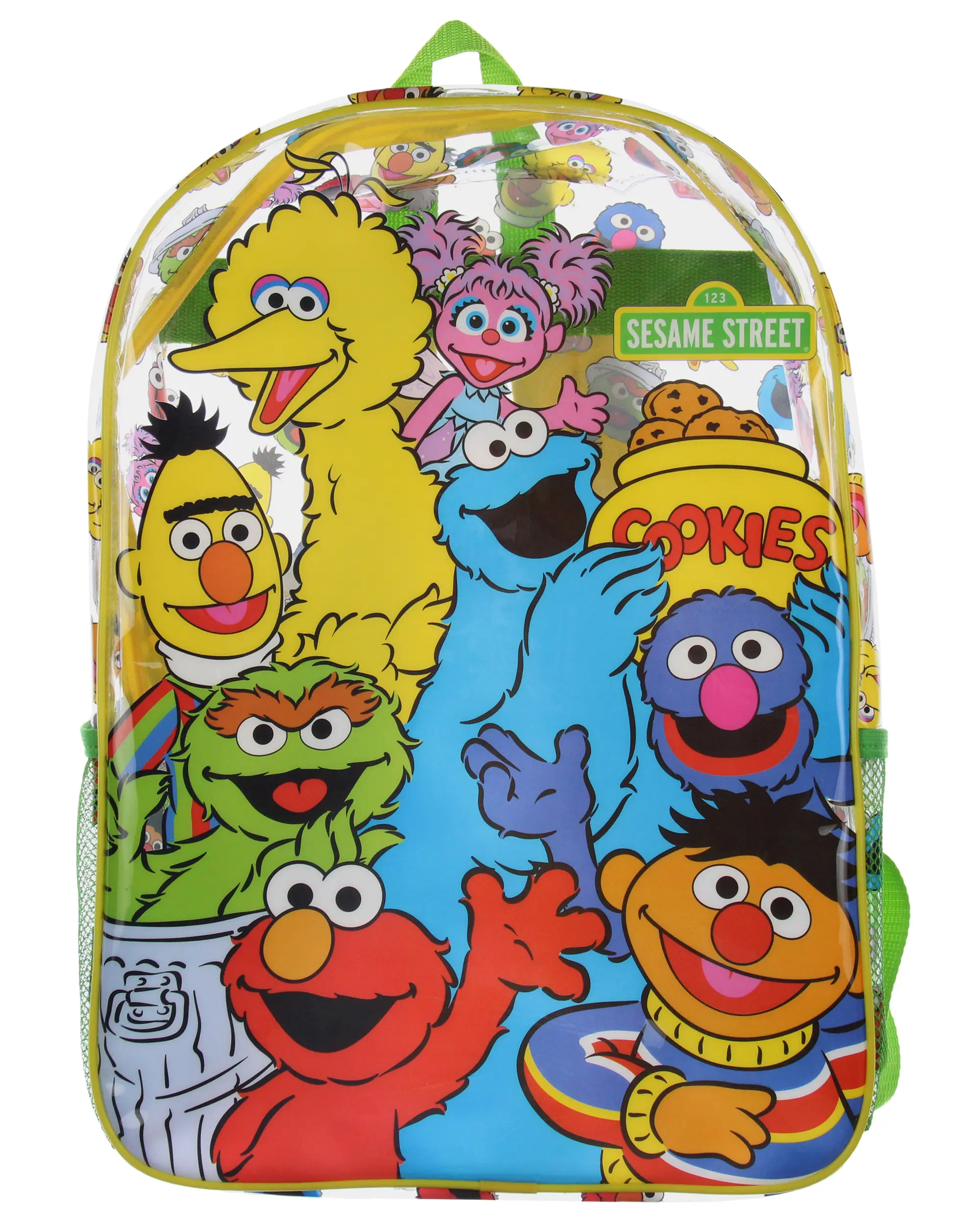 Sesame Street Elmo Big Bird Cookie Monster Clear Travel Backpack For Daily Use 16" Sesame Street Elmo Big Bird Cookie Monster Clear Travel Backpack For Daily Use 16"