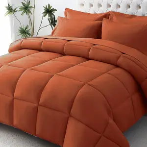 Queen Comforter Set,-Soft Bed in a Bag Queen Size 7 Pieces, Oeko-TEX Certified Bedding Set with Down Alternative Comforter, Sheets, Pillowcases & Shams, Burnt Orange